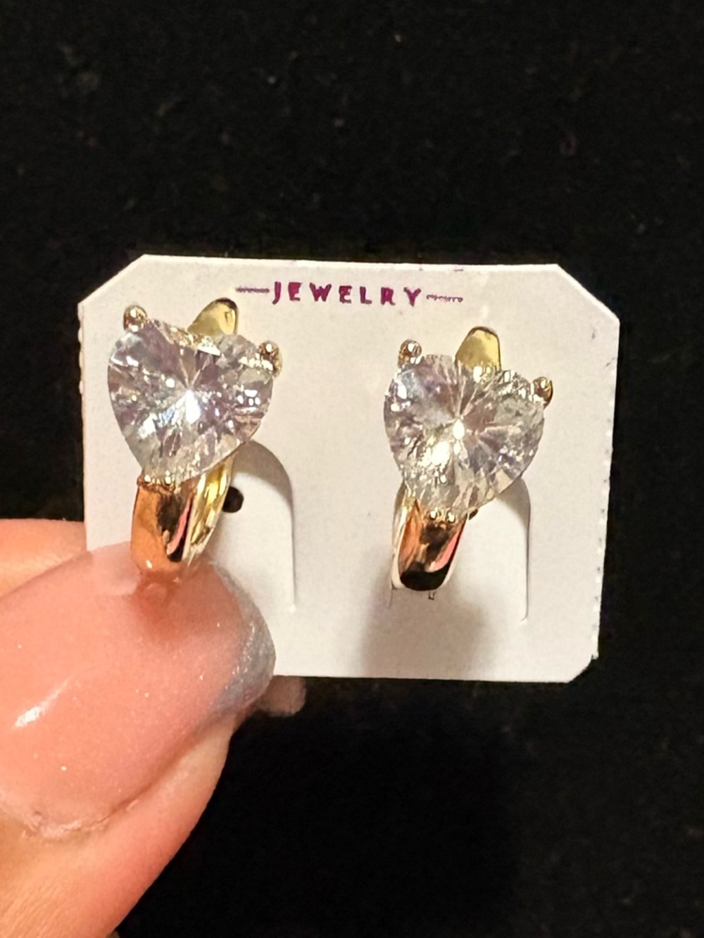 Gold Heart Crystal Hoop Earrings NEW!
